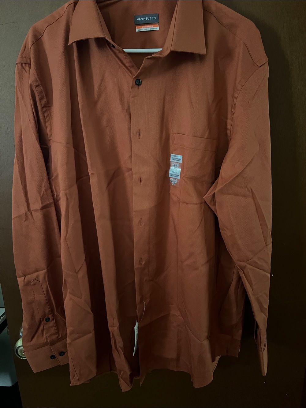 Van Heusen Men's Rust Shirt with Chest Pocket